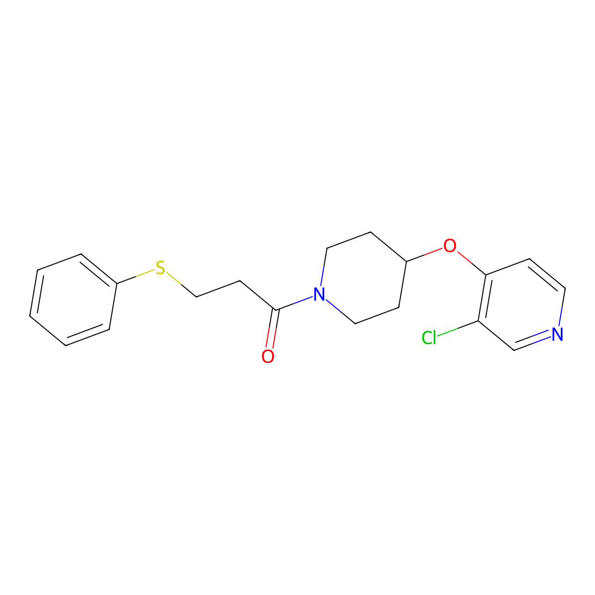 1-(4-((3-Chloropyridin-4-yl)oxy)piperidin-1-yl)-3-(phenylthio)propan-1-one molecular structure, CAS 2034496-78-9
