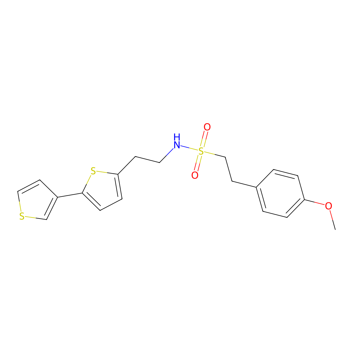 N-(2-([2,3'-bithiophen]-5-yl)ethyl)-2-(4-methoxyphenyl)ethanesulfonamide molecular structure, CAS 2034496-79-0