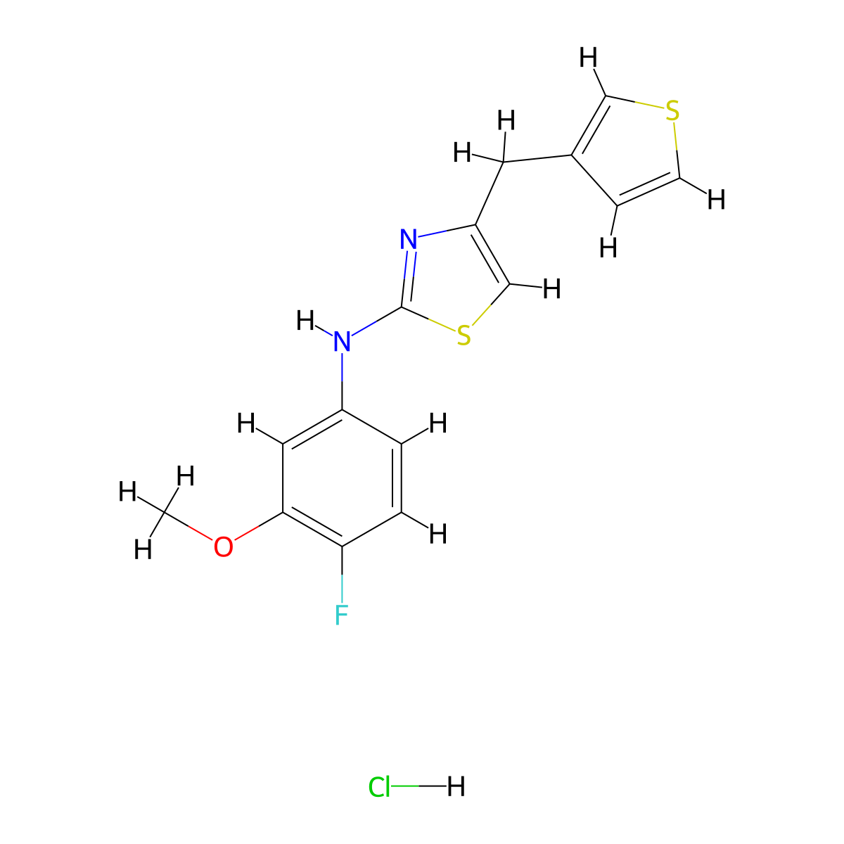 N-(4-fluoro-3-methoxyphenyl)-4-(thiophen-3-ylmethyl)thiazol-2-amine hydrochloride molecular structure, CAS 2034496-82-5
