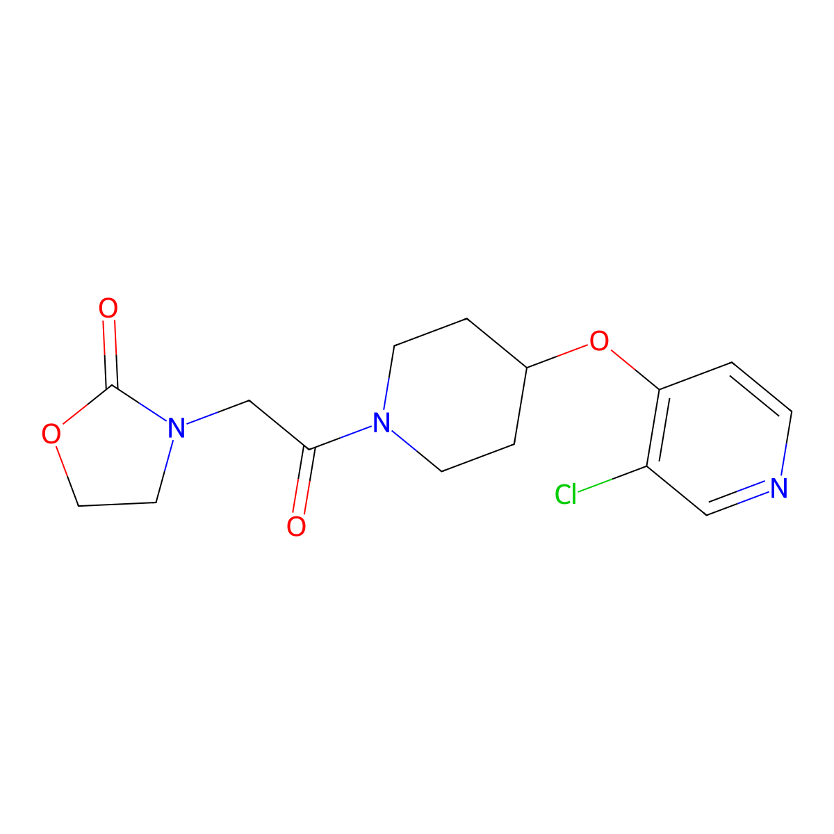 3-(2-(4-((3-Chloropyridin-4-yl)oxy)piperidin-1-yl)-2-oxoethyl)oxazolidin-2-one molecular structure, CAS 2034496-84-7