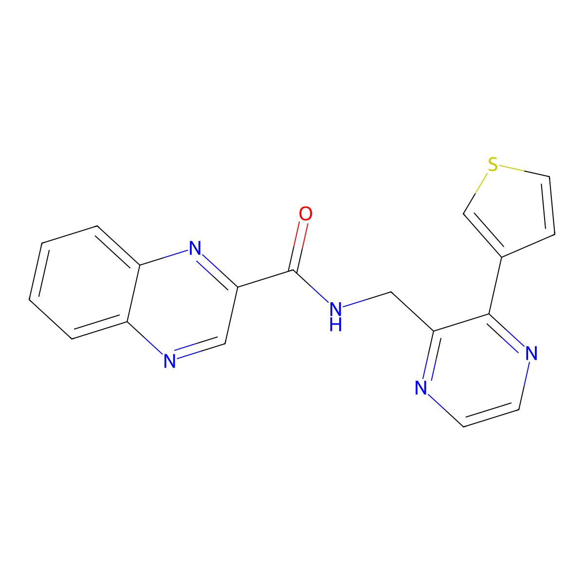 N-{[3-(thiophen-3-yl)pyrazin-2-yl]methyl}quinoxaline-2-carboxamide molecular structure, CAS 2034496-90-5
