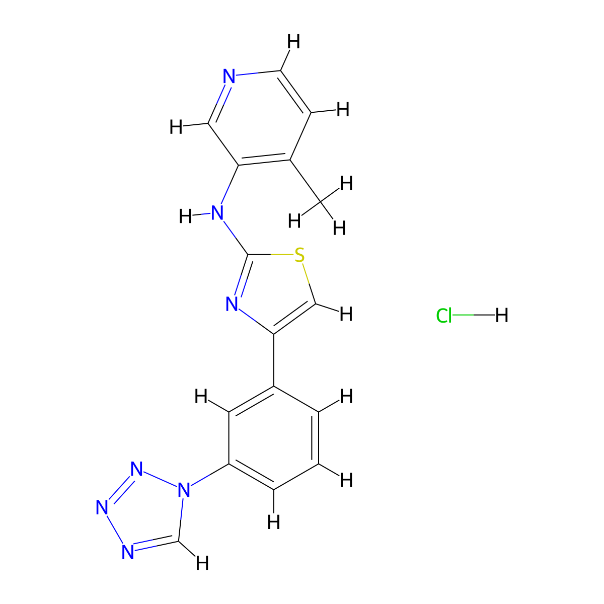 4-(3-(1H-tetrazol-1-yl)phenyl)-N-(4-methylpyridin-3-yl)thiazol-2-amine hydrochloride molecular structure, CAS 2034496-94-9