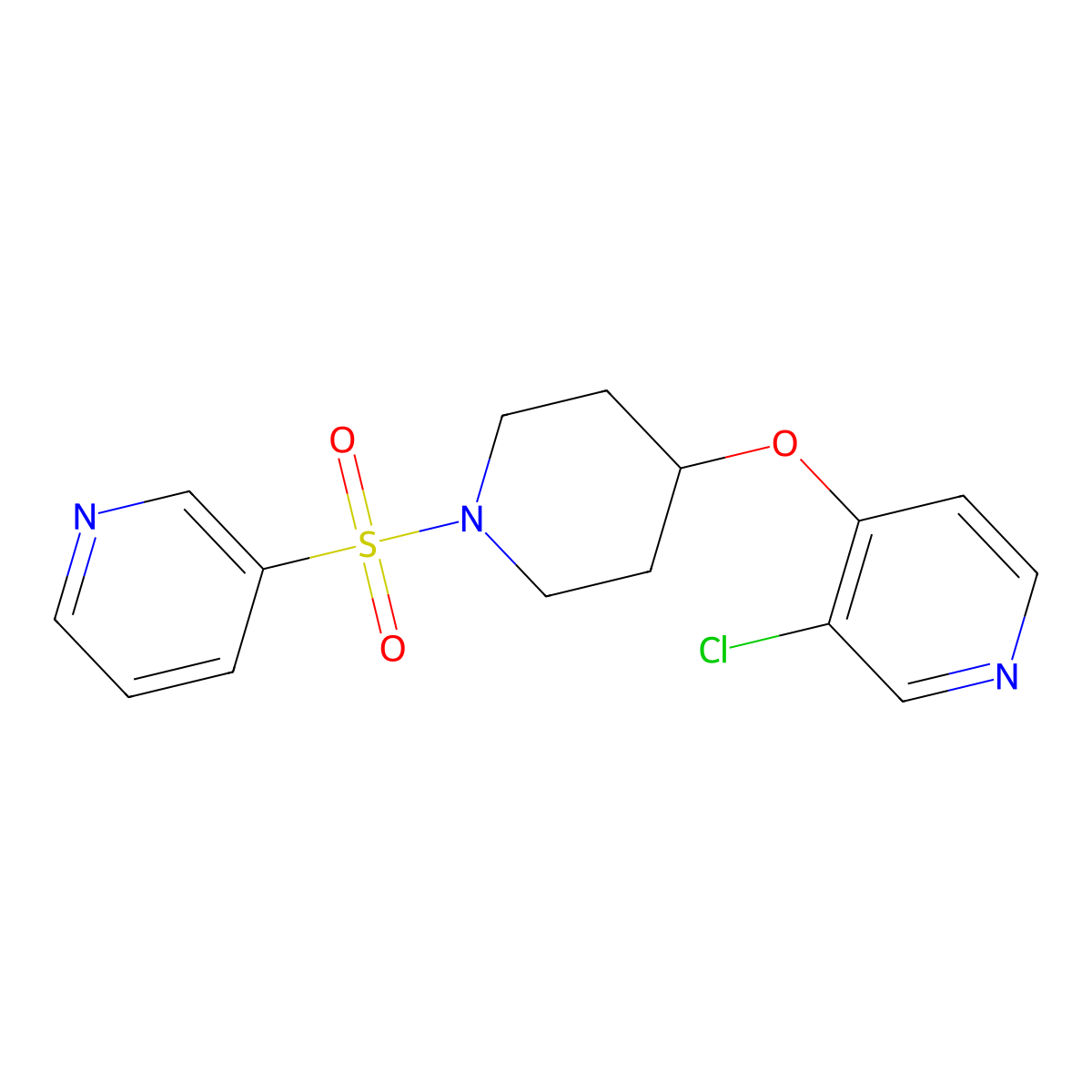 3-Chloro-4-((1-(pyridin-3-ylsulfonyl)piperidin-4-yl)oxy)pyridine molecular structure, CAS 2034496-97-2