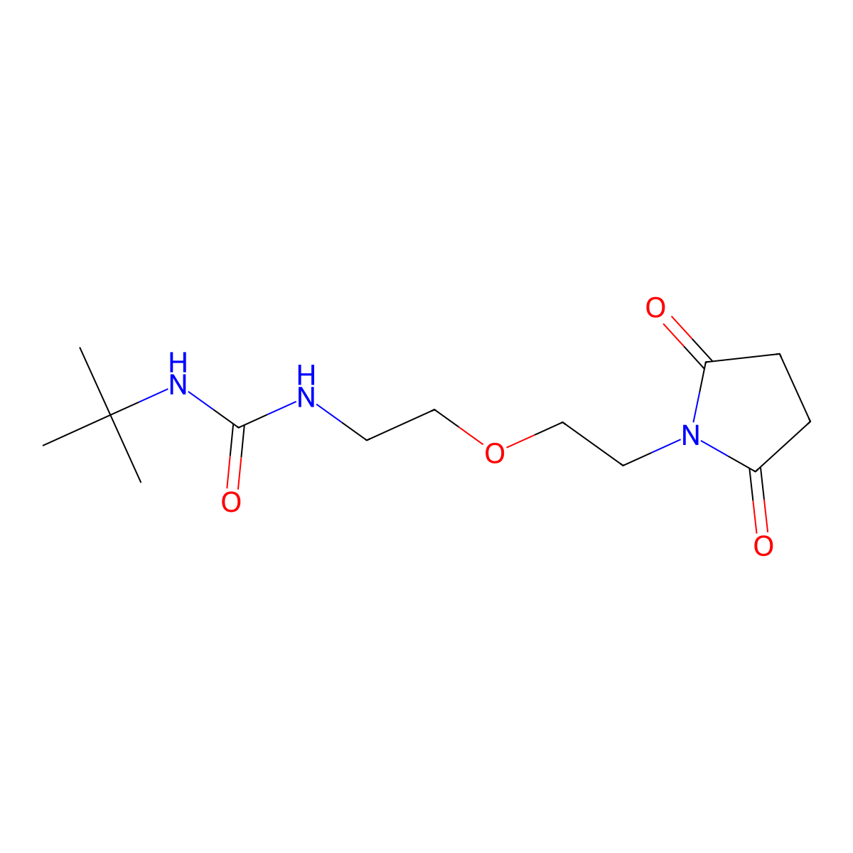 1-(Tert-butyl)-3-(2-(2-(2,5-dioxopyrrolidin-1-yl)ethoxy)ethyl)urea molecular structure, CAS 2034496-99-4
