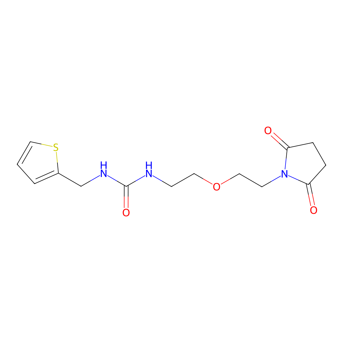 1-(2-(2-(2,5-Dioxopyrrolidin-1-yl)ethoxy)ethyl)-3-(thiophen-2-ylmethyl)urea molecular structure, CAS 2034497-03-3