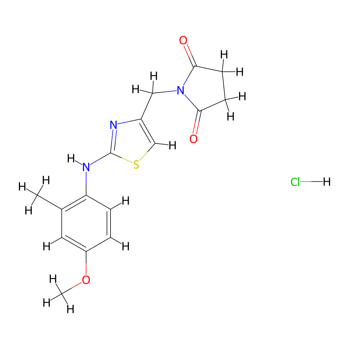 1-((2-((4-Methoxy-2-methylphenyl)amino)thiazol-4-yl)methyl)pyrrolidine-2,5-dione hydrochloride molecular structure, CAS 2034497-08-8