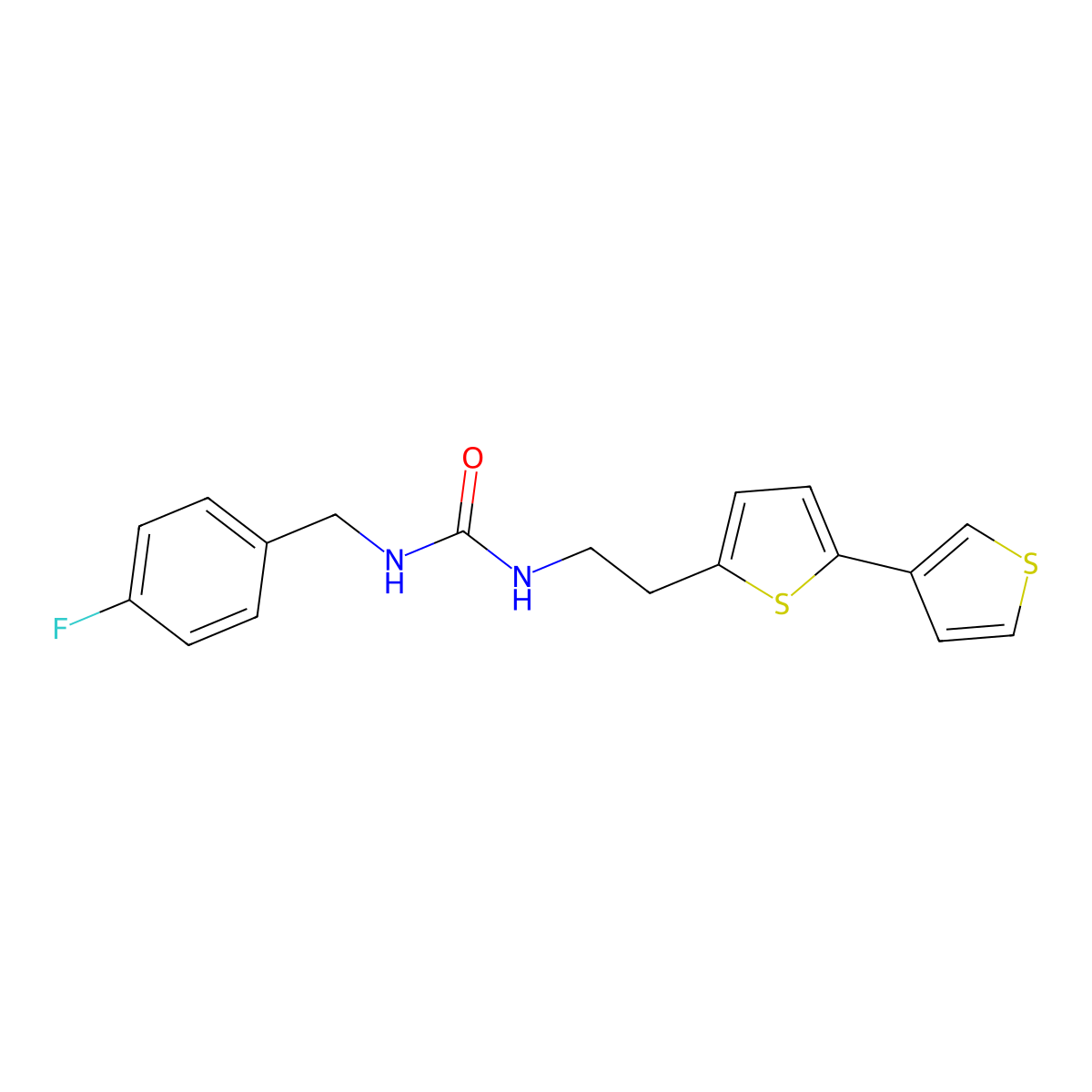 1-(2-([2,3'-Bithiophen]-5-yl)ethyl)-3-(4-fluorobenzyl)urea molecular structure, CAS 2034497-09-9
