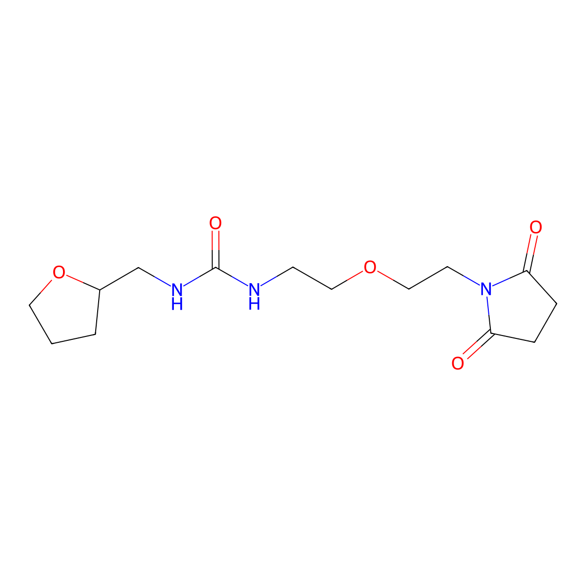 1-(2-(2-(2,5-Dioxopyrrolidin-1-yl)ethoxy)ethyl)-3-((tetrahydrofuran-2-yl)methyl)urea molecular structure, CAS 2034497-14-6