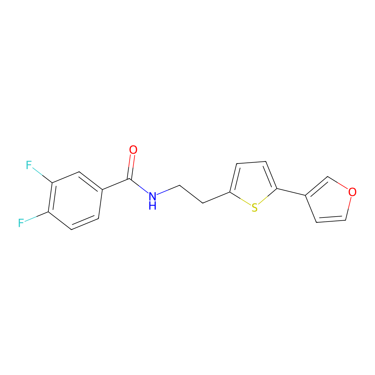 3,4-difluoro-N-{2-[5-(furan-3-yl)thiophen-2-yl]ethyl}benzamide molecular structure, CAS 2034497-18-0