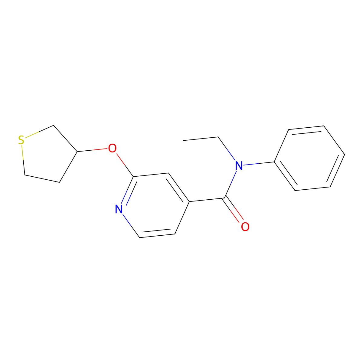 N-ethyl-N-phenyl-2-((tetrahydrothiophen-3-yl)oxy)isonicotinamide molecular structure, CAS 2034497-22-6