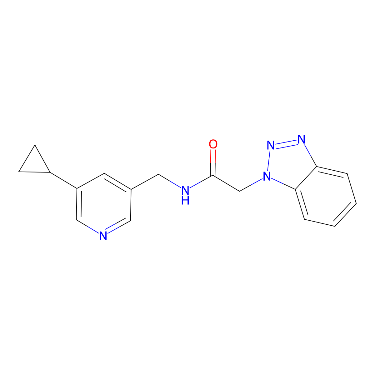 2-(1H-benzo[d][1,2,3]triazol-1-yl)-N-((5-cyclopropylpyridin-3-yl)methyl)acetamide molecular structure, CAS 2034497-30-6