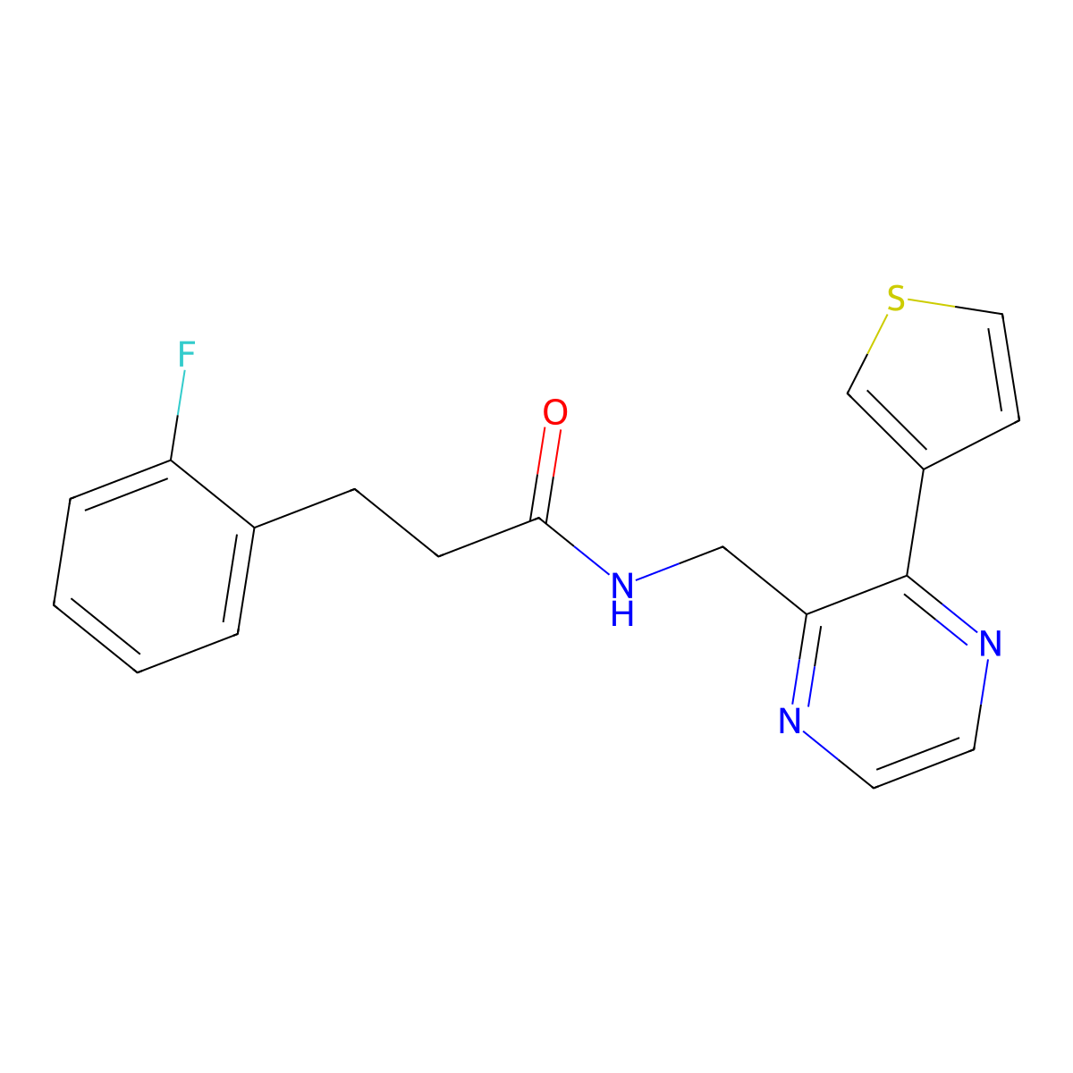 3-(2-fluorophenyl)-N-{[3-(thiophen-3-yl)pyrazin-2-yl]methyl}propanamide molecular structure, CAS 2034497-31-7