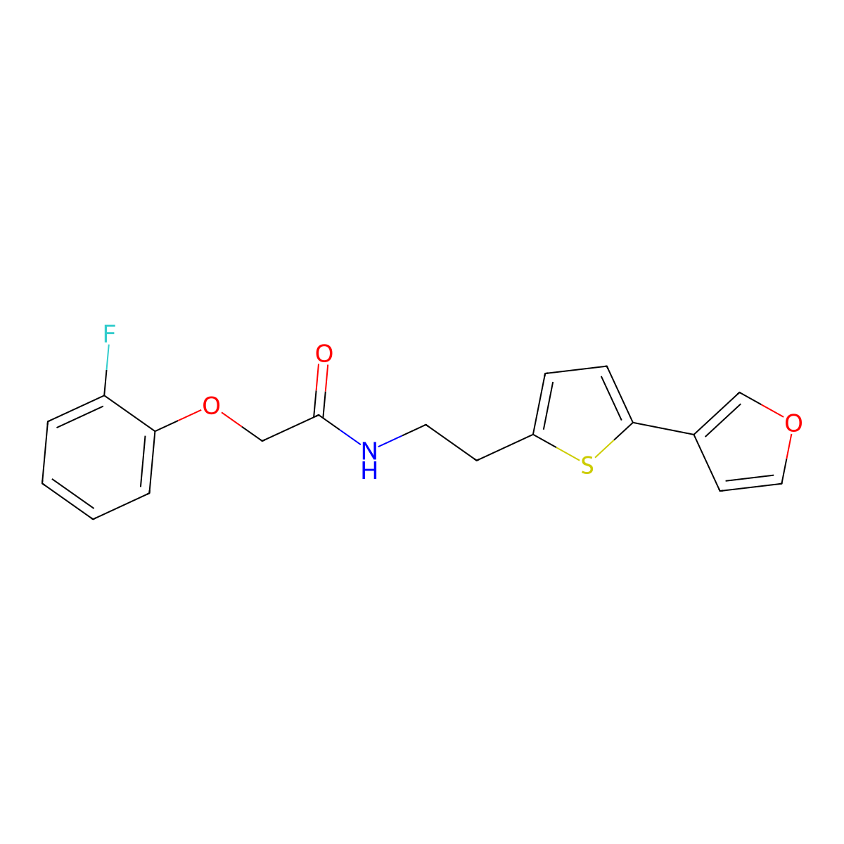 2-(2-fluorophenoxy)-N-(2-(5-(furan-3-yl)thiophen-2-yl)ethyl)acetamide molecular structure, CAS 2034497-37-3