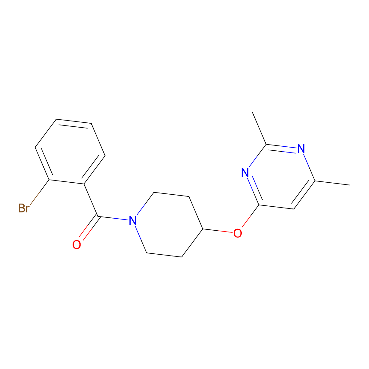 (2-Bromophenyl)(4-((2,6-dimethylpyrimidin-4-yl)oxy)piperidin-1-yl)methanone molecular structure, CAS 2034497-41-9