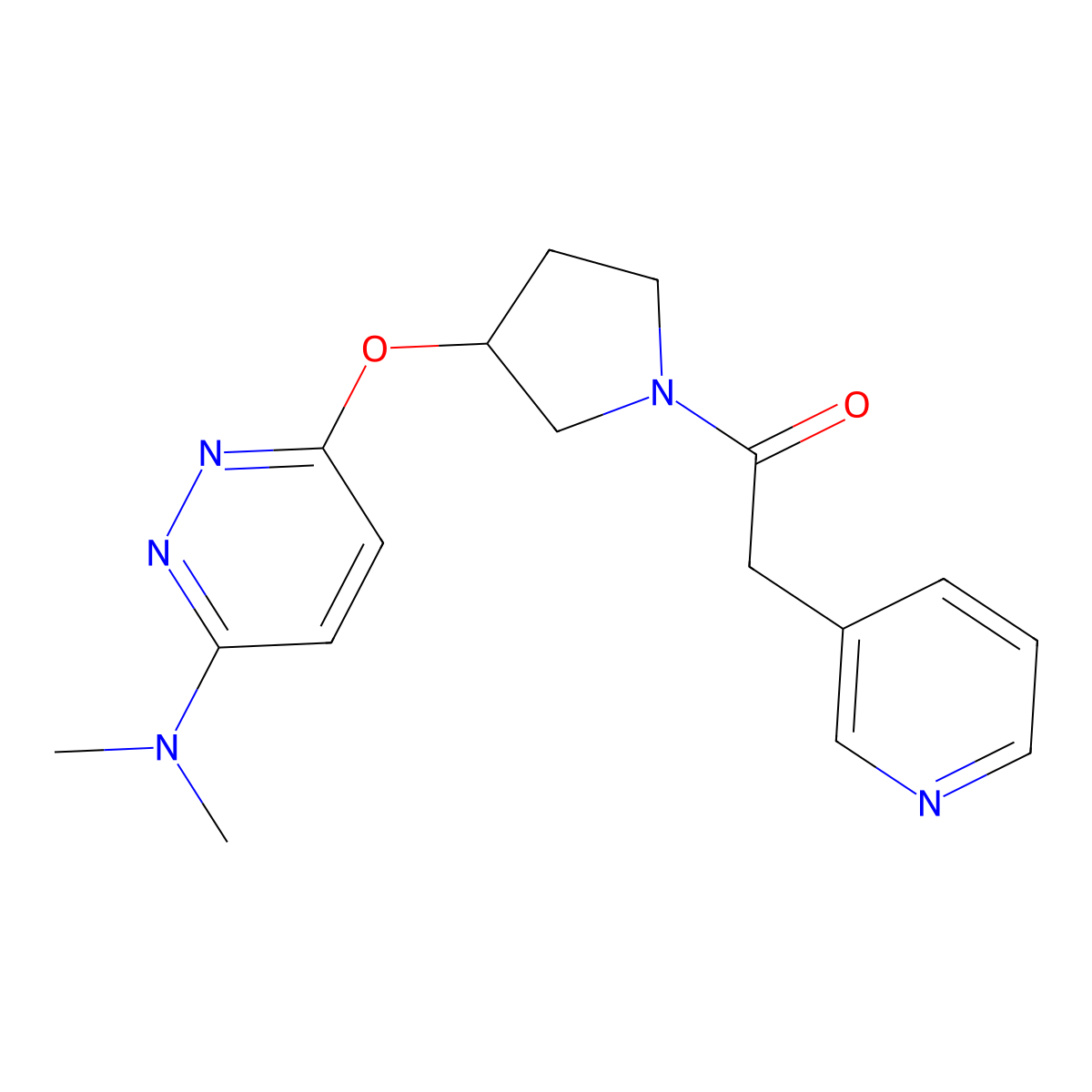 1-(3-((6-(Dimethylamino)pyridazin-3-yl)oxy)pyrrolidin-1-yl)-2-(pyridin-3-yl)ethanone molecular structure, CAS 2034497-42-0