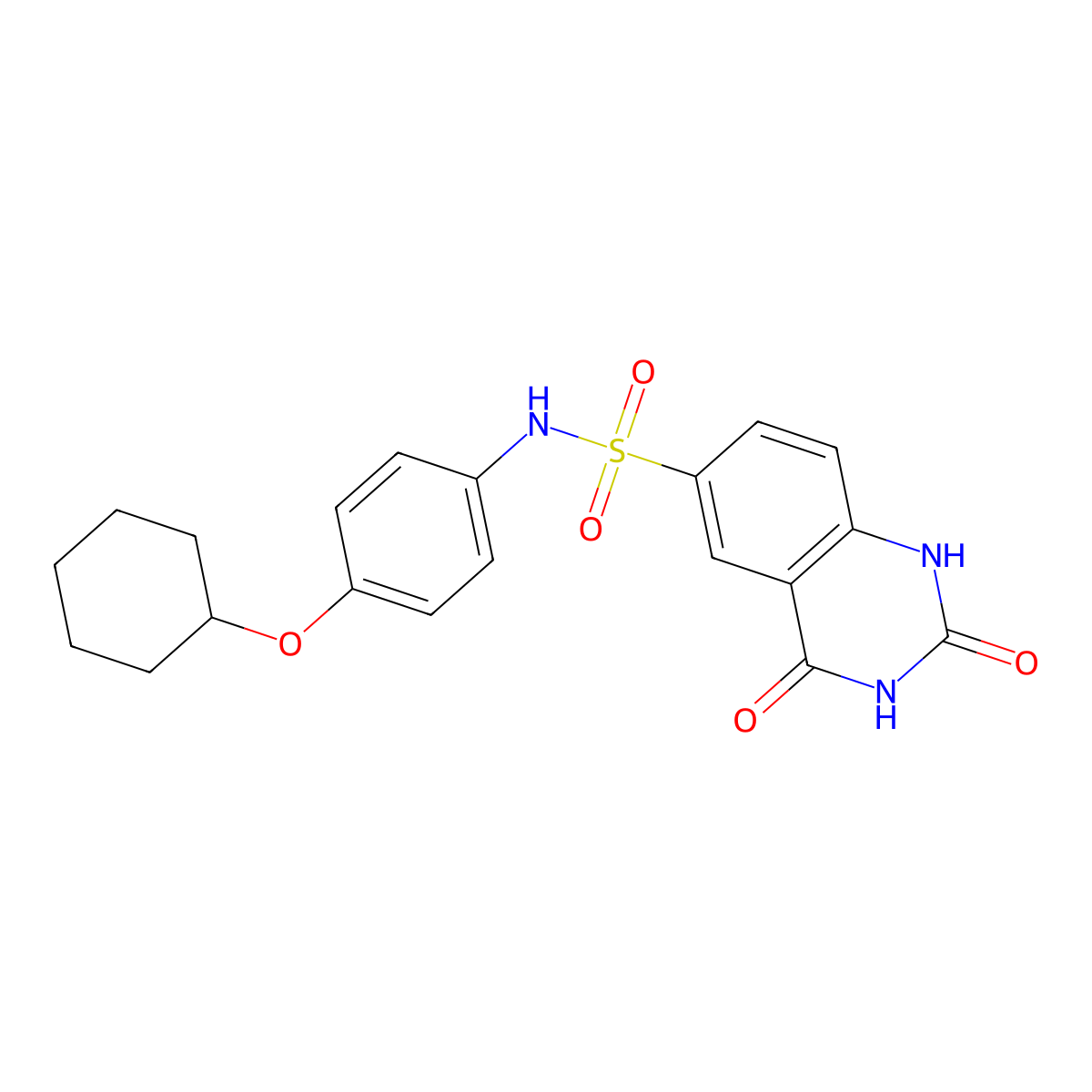N-(4-(cyclohexyloxy)phenyl)-2,4-dioxo-1,2,3,4-tetrahydroquinazoline-6-sulfonamide molecular structure, CAS 2034497-44-2