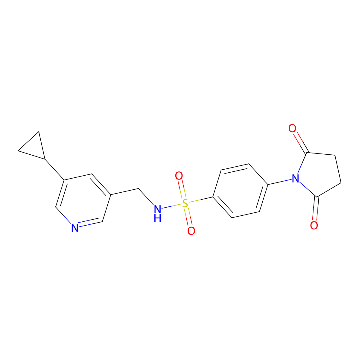 N-((5-cyclopropylpyridin-3-yl)methyl)-4-(2,5-dioxopyrrolidin-1-yl)benzenesulfonamide molecular structure, CAS 2034497-47-5