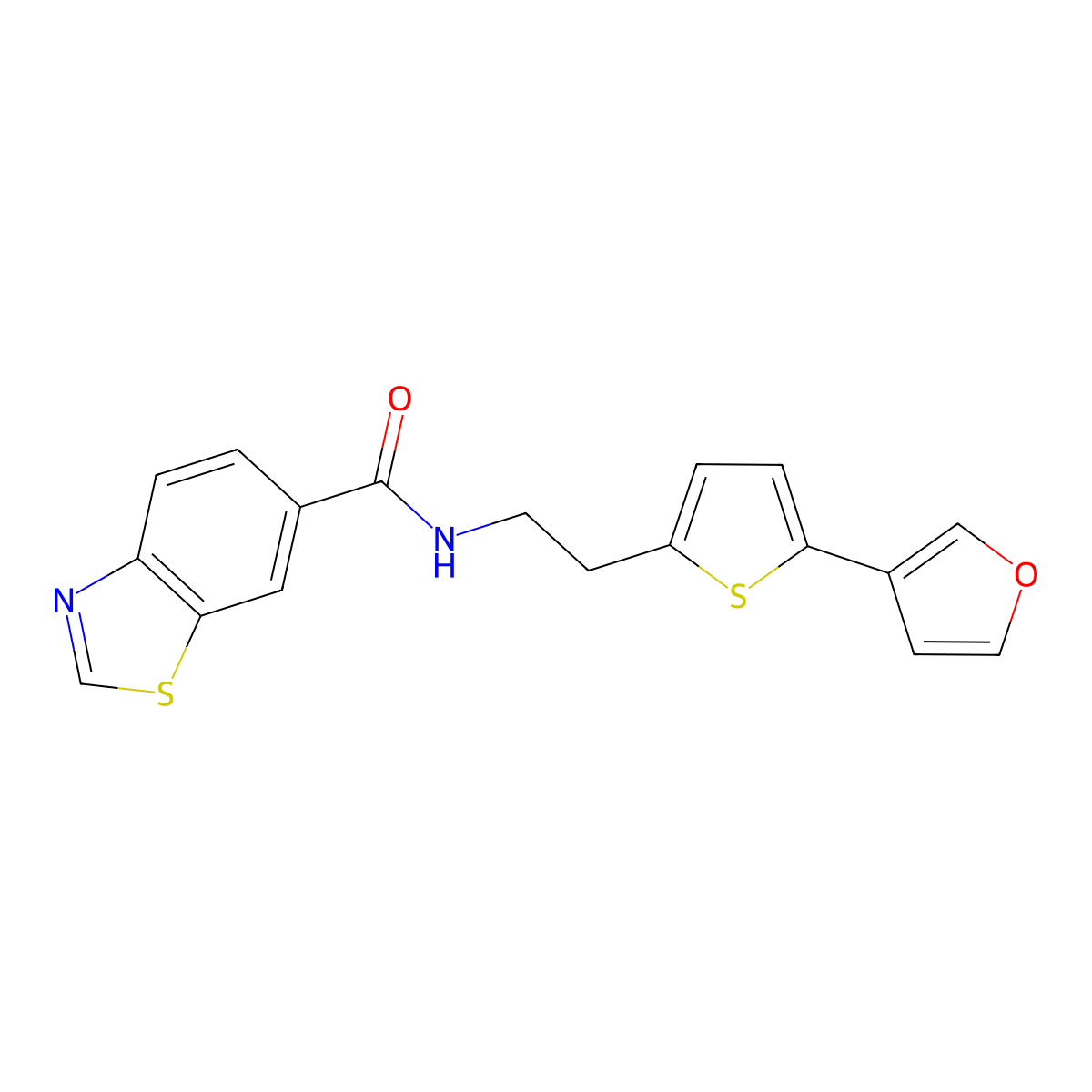 N-(2-(5-(furan-3-yl)thiophen-2-yl)ethyl)benzo[d]thiazole-6-carboxamide molecular structure, CAS 2034497-49-7