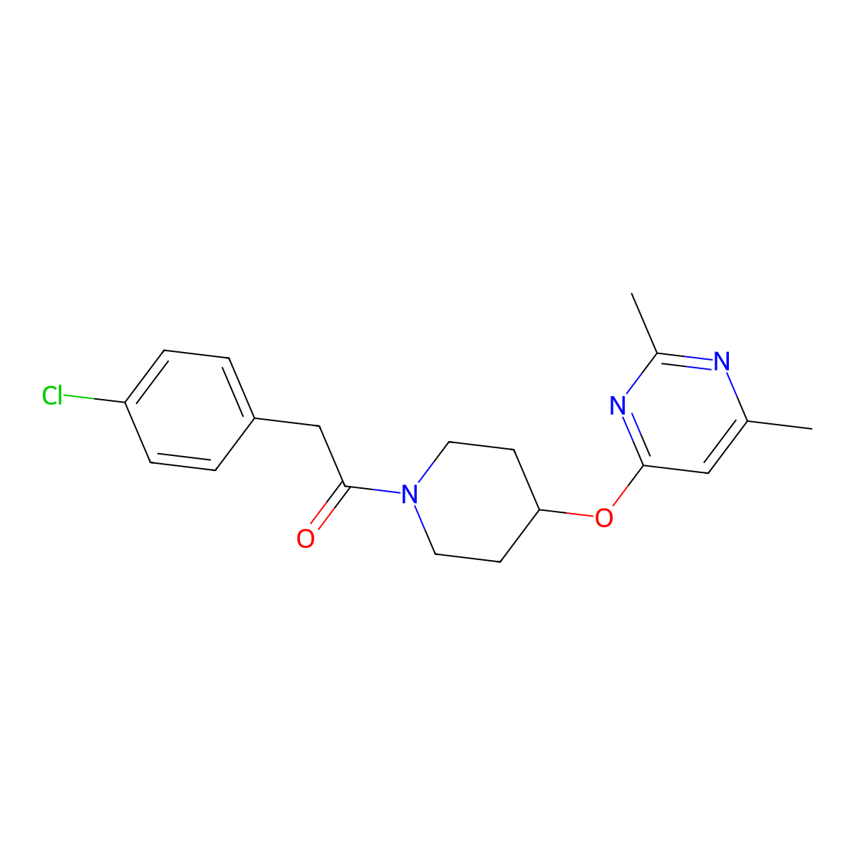 2-(4-Chlorophenyl)-1-(4-((2,6-dimethylpyrimidin-4-yl)oxy)piperidin-1-yl)ethanone molecular structure, CAS 2034497-50-0