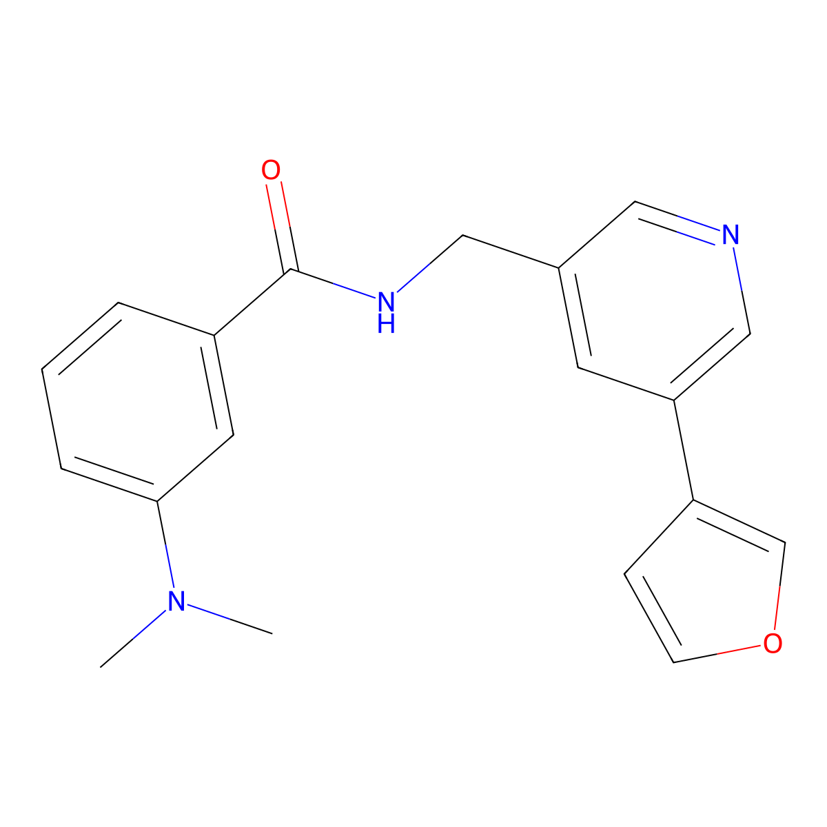 3-(dimethylamino)-N-{[5-(furan-3-yl)pyridin-3-yl]methyl}benzamide molecular structure, CAS 2034497-58-8