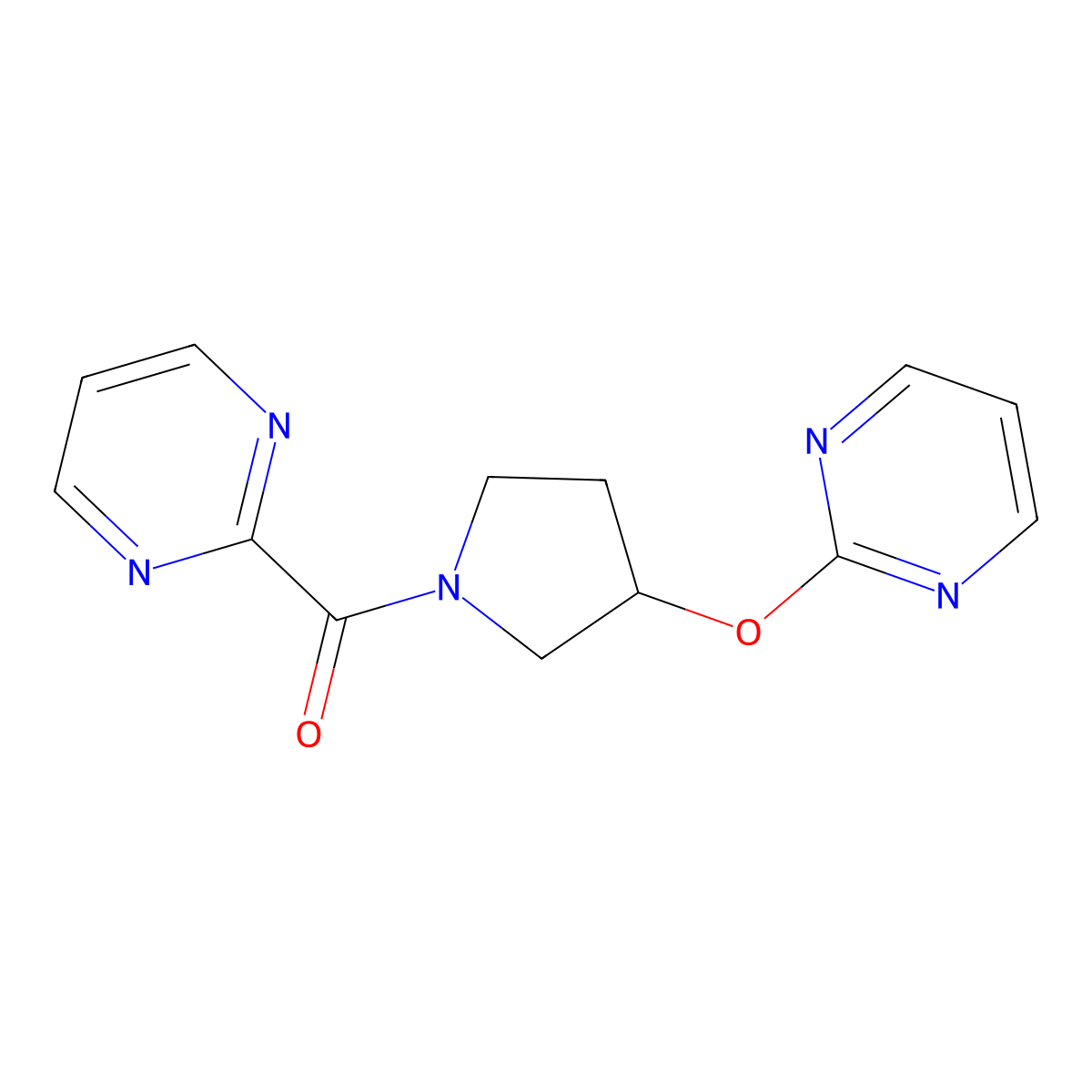 Pyrimidin-2-yl(3-(pyrimidin-2-yloxy)pyrrolidin-1-yl)methanone molecular structure, CAS 2034497-60-2