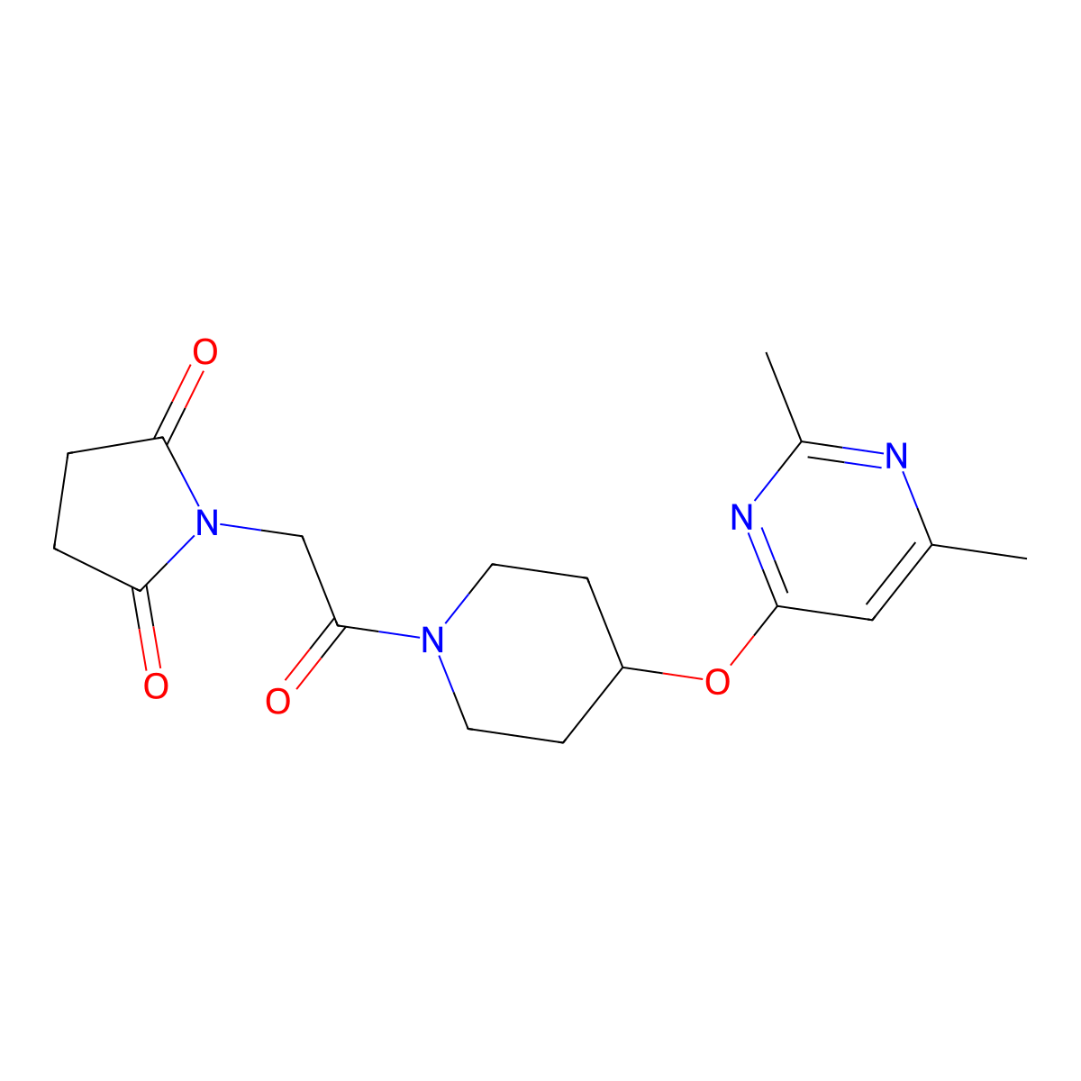 1-(2-(4-((2,6-Dimethylpyrimidin-4-yl)oxy)piperidin-1-yl)-2-oxoethyl)pyrrolidine-2,5-dione molecular structure, CAS 2034497-62-4