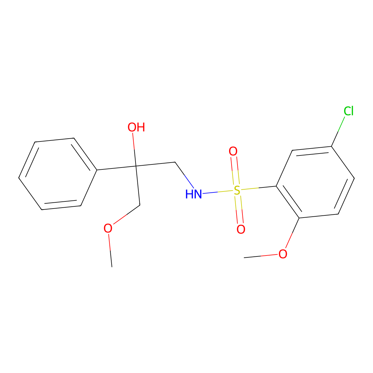 5-chloro-N-(2-hydroxy-3-methoxy-2-phenylpropyl)-2-methoxybenzenesulfonamide molecular structure, CAS 2034497-64-6