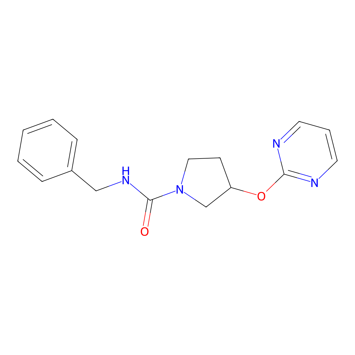 N-benzyl-3-(pyrimidin-2-yloxy)pyrrolidine-1-carboxamide molecular structure, CAS 2034497-65-7