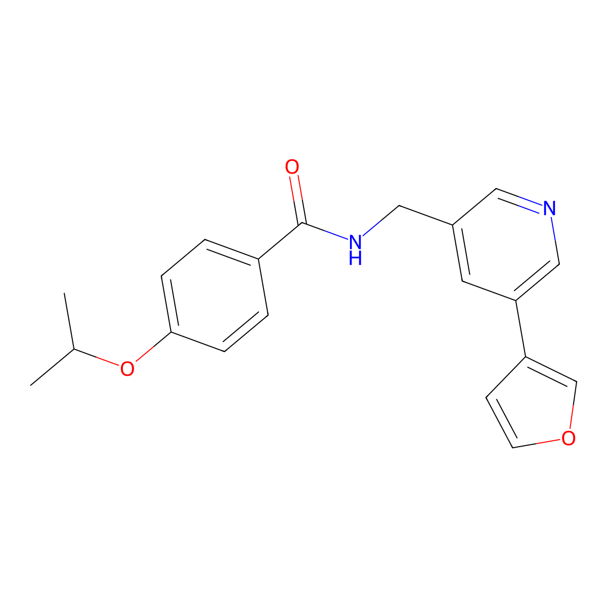N-((5-(furan-3-yl)pyridin-3-yl)methyl)-4-isopropoxybenzamide molecular structure, CAS 2034497-67-9