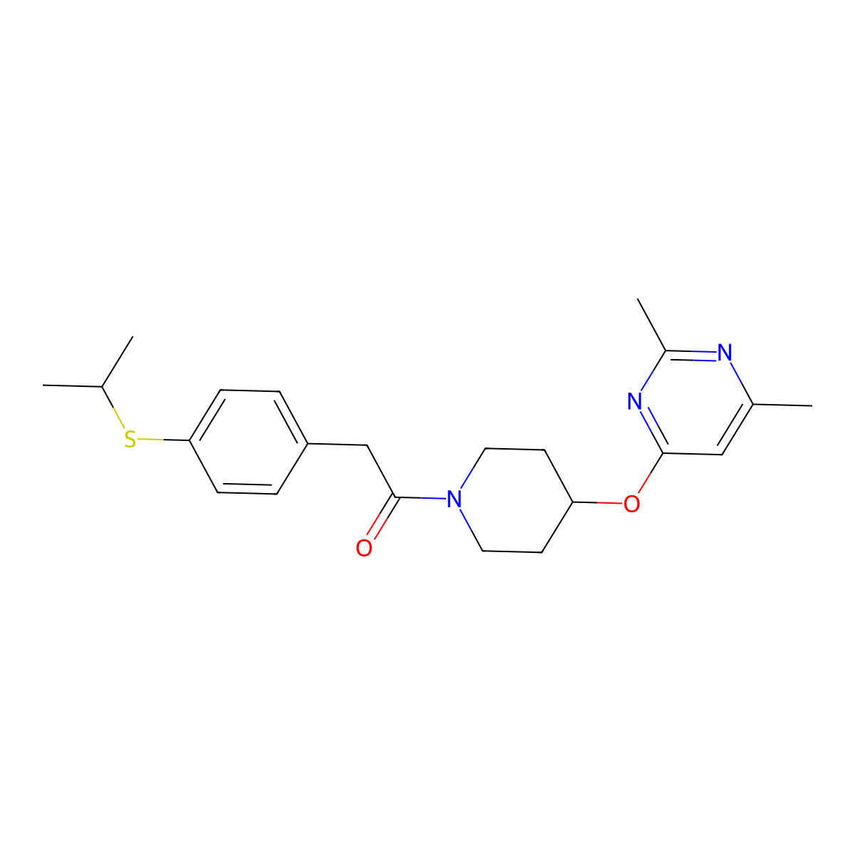 1-(4-((2,6-Dimethylpyrimidin-4-yl)oxy)piperidin-1-yl)-2-(4-(isopropylthio)phenyl)ethanone molecular structure, CAS 2034497-68-0