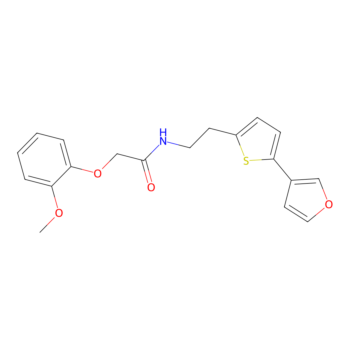 N-{2-[5-(furan-3-yl)thiophen-2-yl]ethyl}-2-(2-methoxyphenoxy)acetamide molecular structure, CAS 2034497-69-1