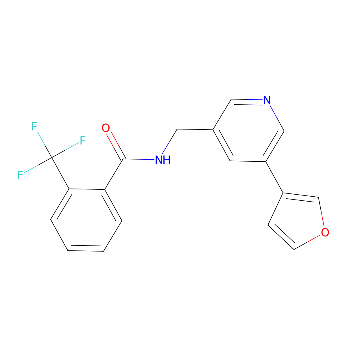 N-((5-(furan-3-yl)pyridin-3-yl)methyl)-2-(trifluoromethyl)benzamide molecular structure, CAS 2034497-72-6