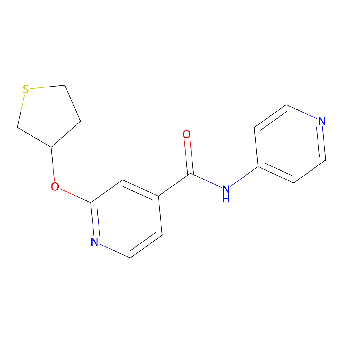 N-(pyridin-4-yl)-2-((tetrahydrothiophen-3-yl)oxy)isonicotinamide molecular structure, CAS 2034497-74-8