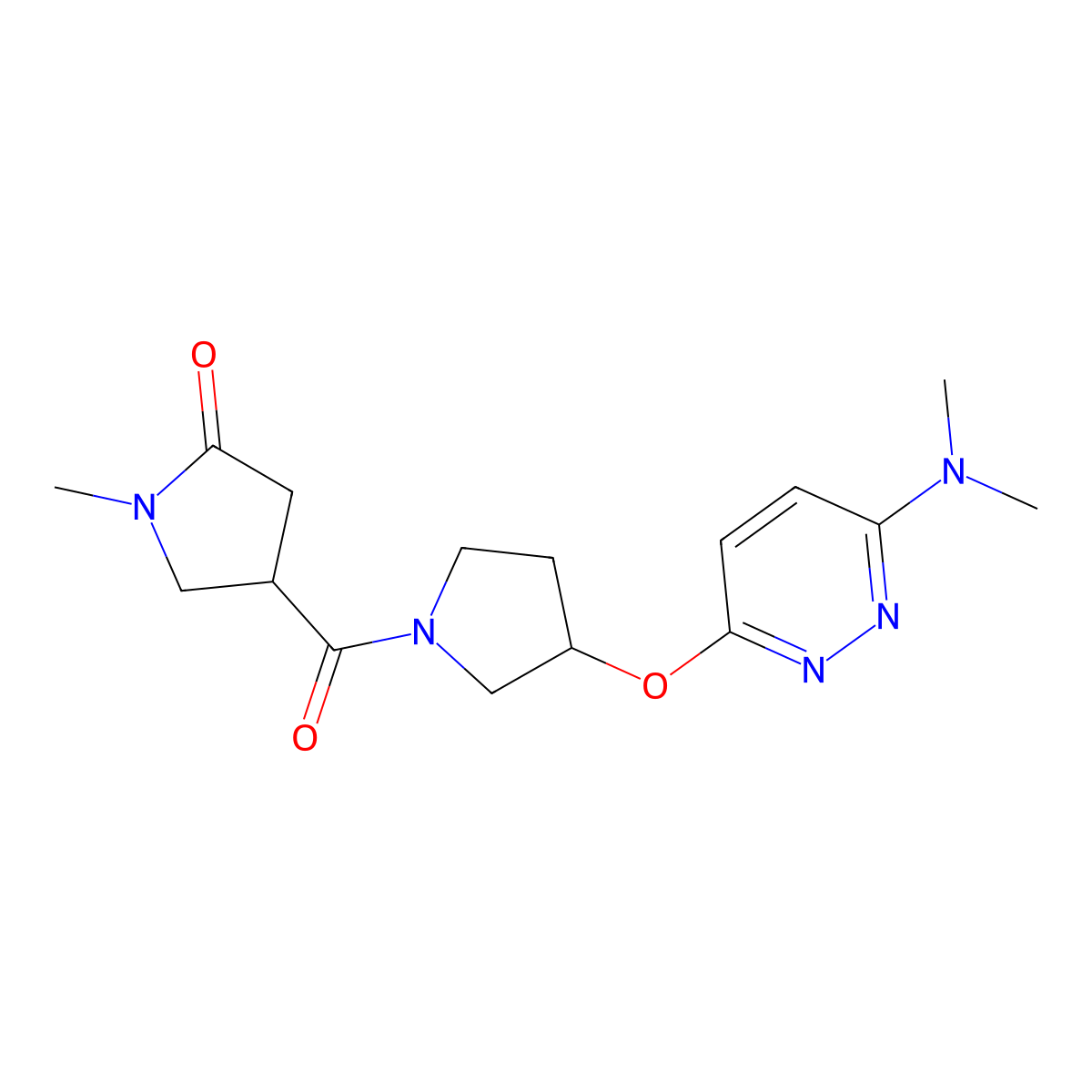 4-(3-((6-(Dimethylamino)pyridazin-3-yl)oxy)pyrrolidine-1-carbonyl)-1-methylpyrrolidin-2-one molecular structure, CAS 2034497-77-1