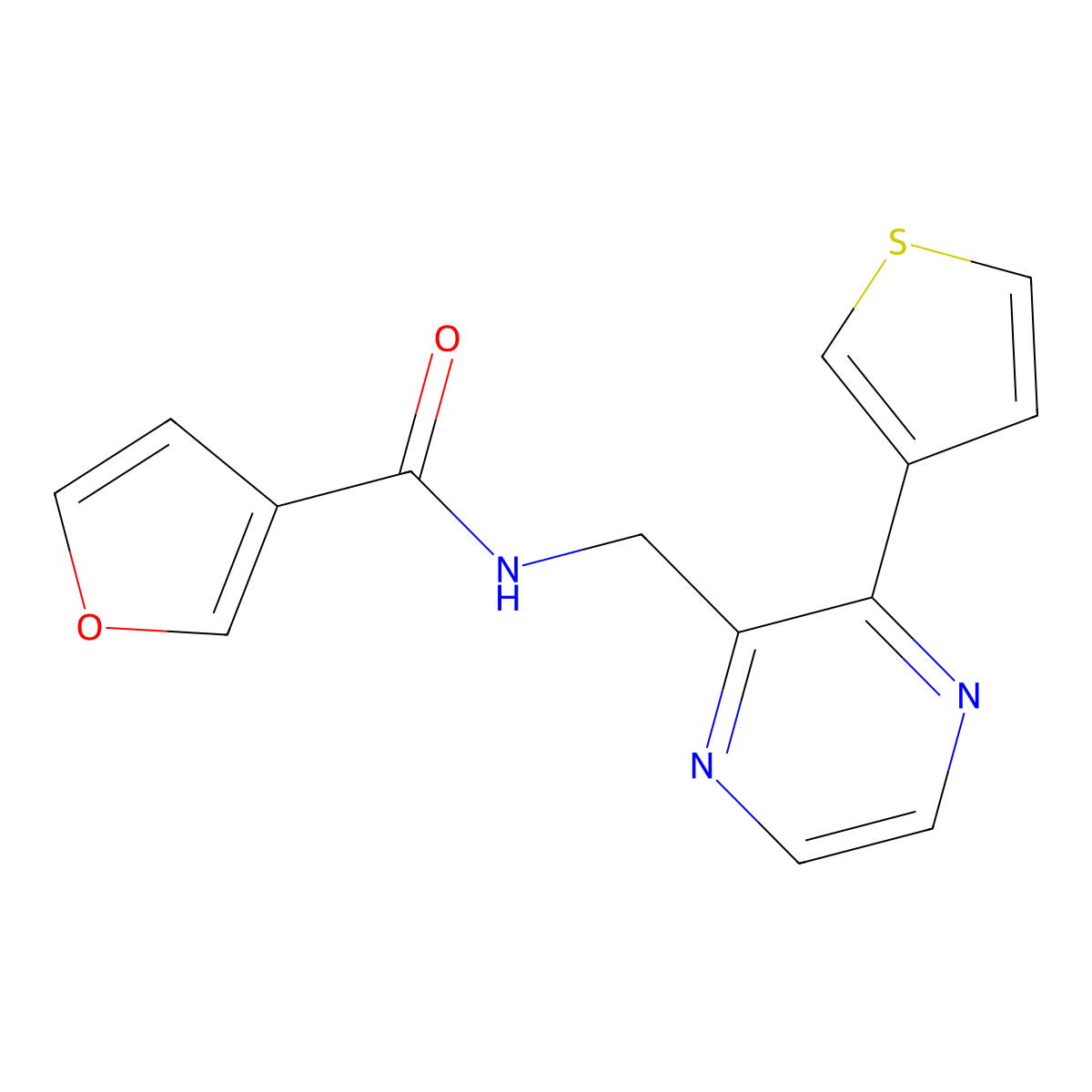 N-((3-(thiophen-3-yl)pyrazin-2-yl)methyl)furan-3-carboxamide molecular structure, CAS 2034497-80-6