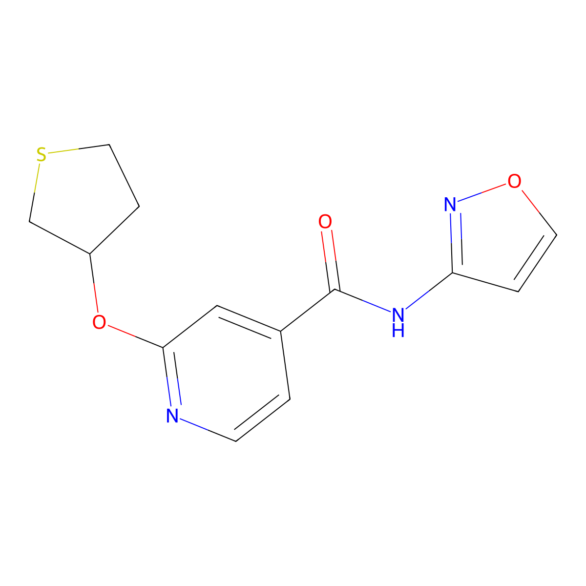 N-(isoxazol-3-yl)-2-((tetrahydrothiophen-3-yl)oxy)isonicotinamide molecular structure, CAS 2034497-84-0