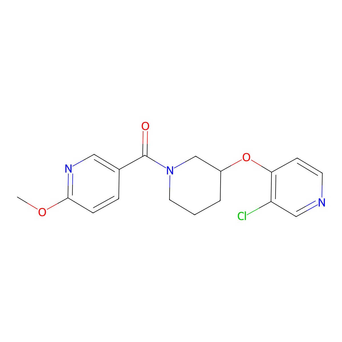 (3-((3-Chloropyridin-4-yl)oxy)piperidin-1-yl)(6-methoxypyridin-3-yl)methanone molecular structure, CAS 2034497-87-3