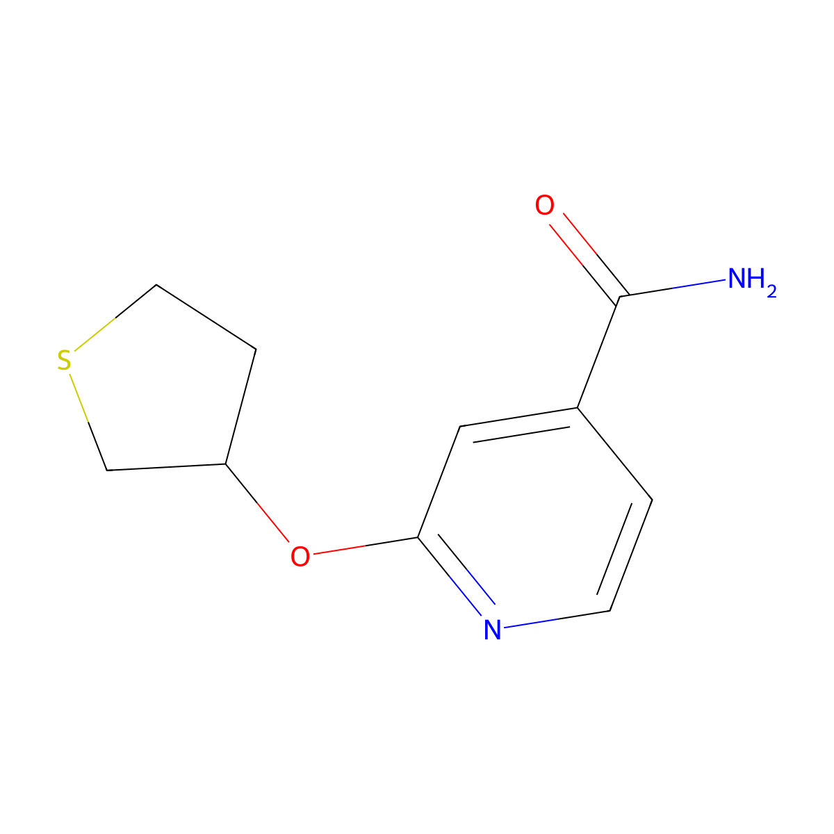 2-((Tetrahydrothiophen-3-yl)oxy)isonicotinamide molecular structure, CAS 2034497-94-2