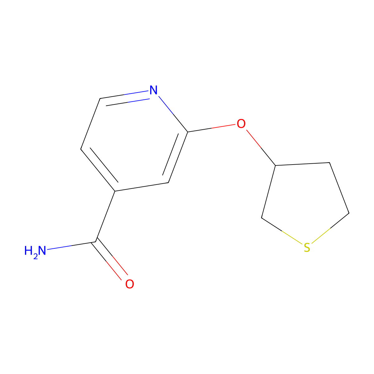 2-((Tetrahydrothiophen-3-yl)oxy)isonicotinamide molecular structure, CAS 2034497-94-2