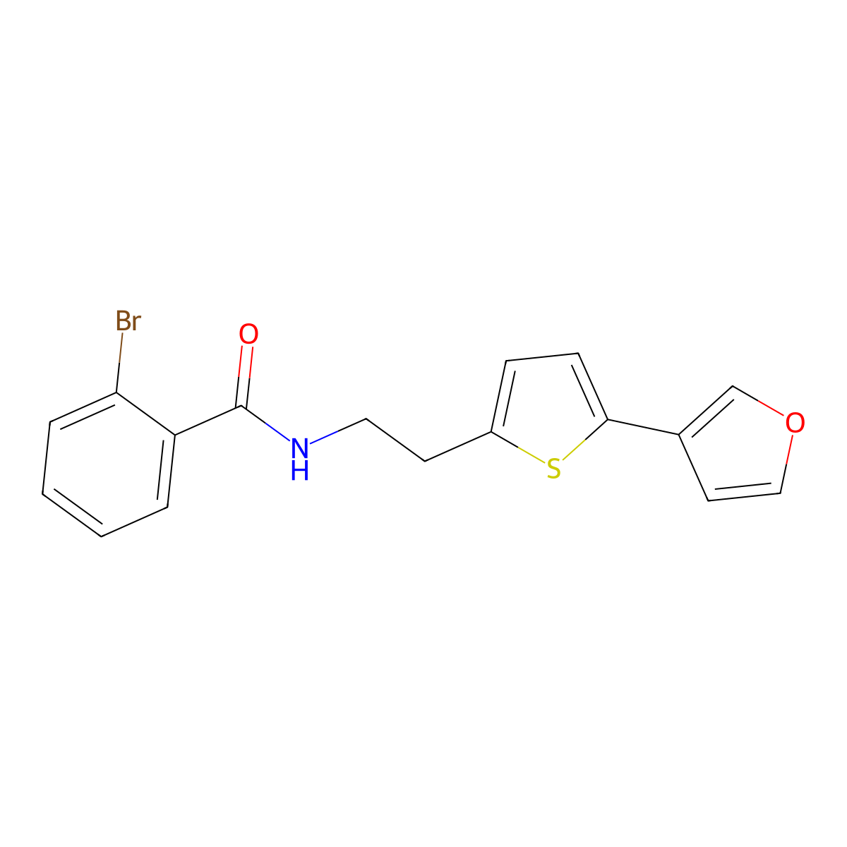 2-bromo-N-(2-(5-(furan-3-yl)thiophen-2-yl)ethyl)benzamide molecular structure, CAS 2034498-00-3