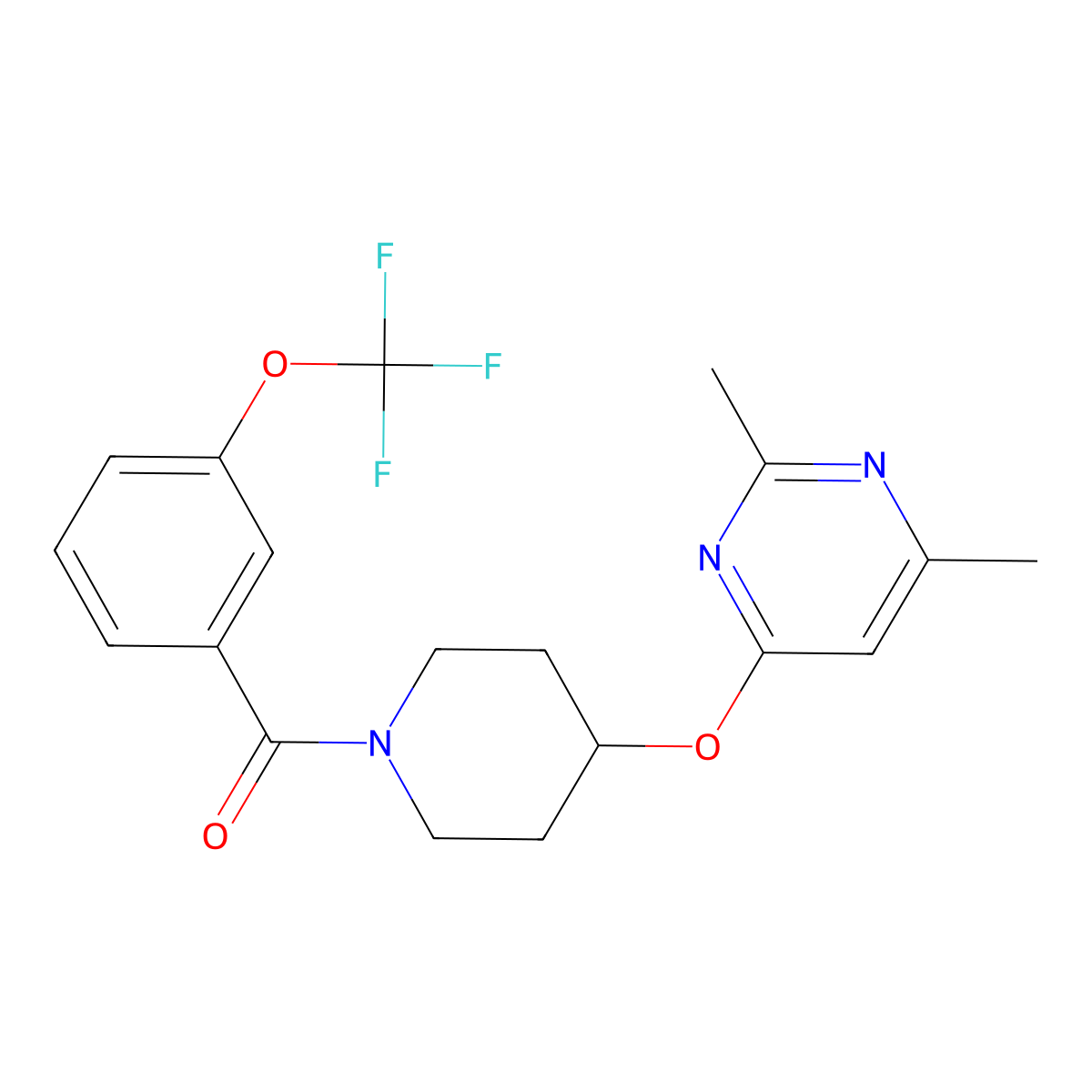 (4-((2,6-Dimethylpyrimidin-4-yl)oxy)piperidin-1-yl)(3-(trifluoromethoxy)phenyl)methanone molecular structure, CAS 2034498-01-4