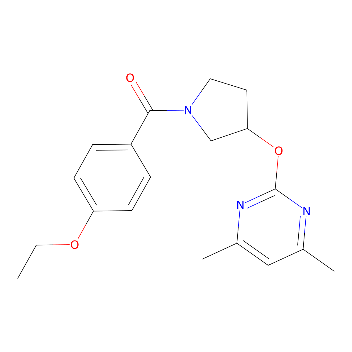 (3-((4,6-Dimethylpyrimidin-2-yl)oxy)pyrrolidin-1-yl)(4-ethoxyphenyl)methanone molecular structure, CAS 2034498-07-0