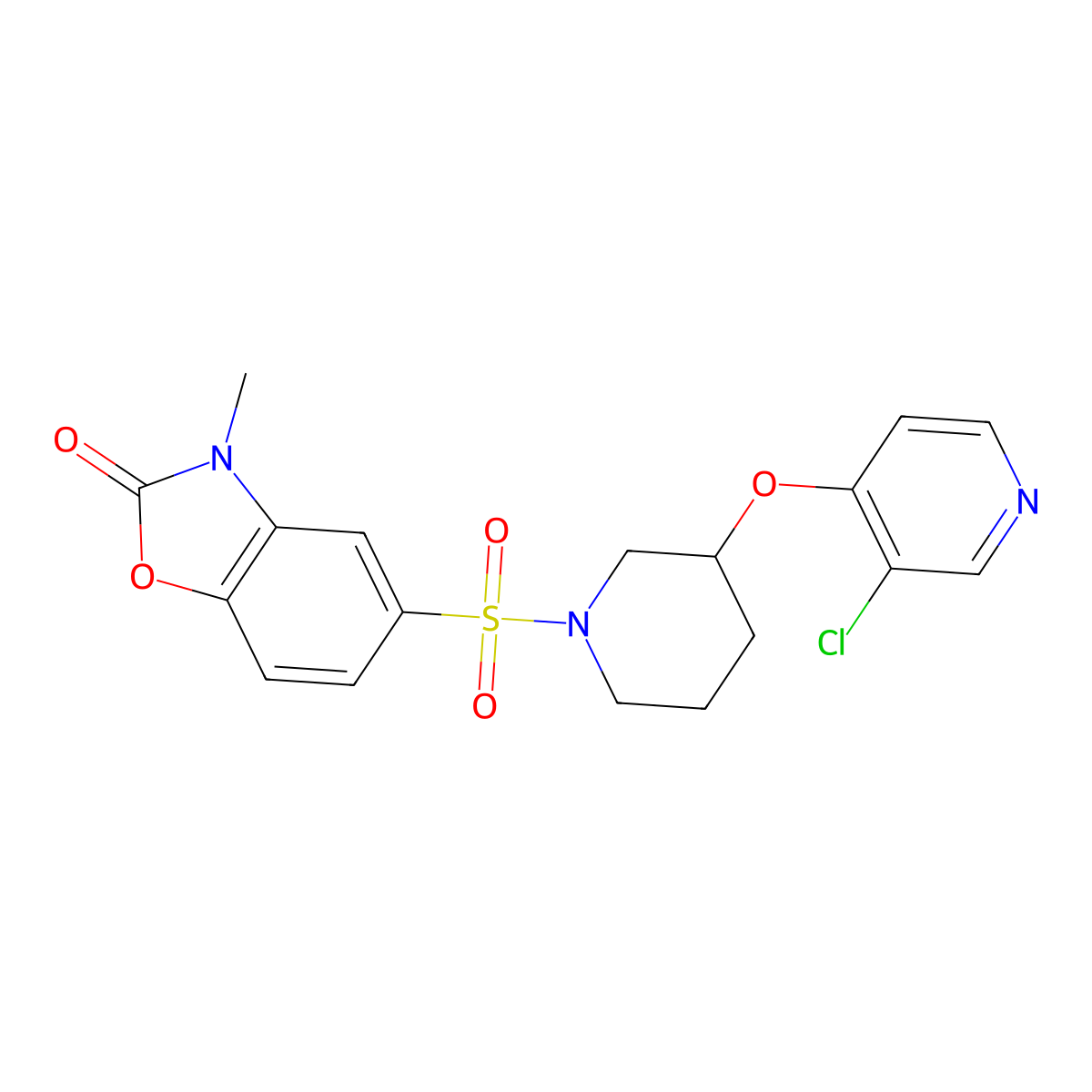 5-((3-((3-chloropyridin-4-yl)oxy)piperidin-1-yl)sulfonyl)-3-methylbenzo[d]oxazol-2(3H)-one molecular structure, CAS 2034498-08-1