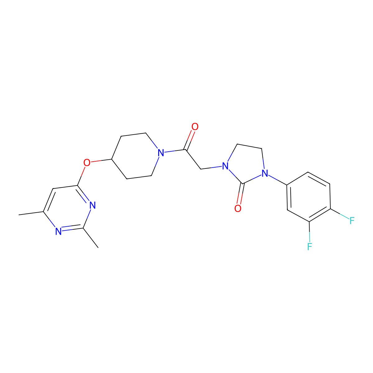 1-(3,4-Difluorophenyl)-3-(2-(4-((2,6-dimethylpyrimidin-4-yl)oxy)piperidin-1-yl)-2-oxoethyl)imidazolidin-2-one molecular structure, CAS 2034498-09-2