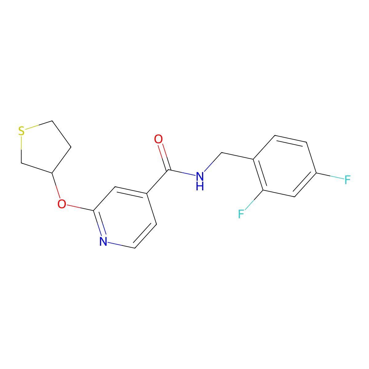 N-(2,4-difluorobenzyl)-2-((tetrahydrothiophen-3-yl)oxy)isonicotinamide molecular structure, CAS 2034498-10-5