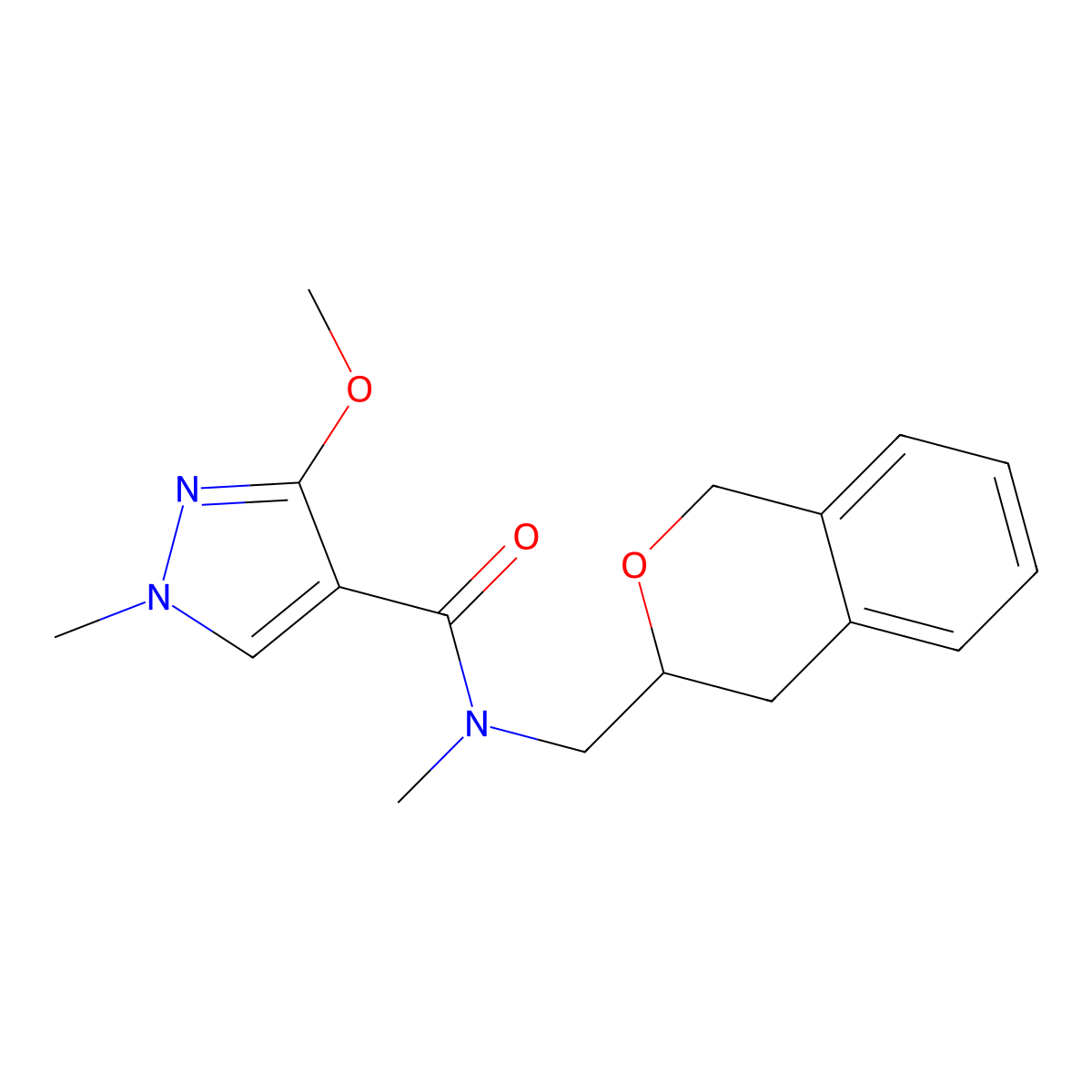 N-(isochroman-3-ylmethyl)-3-methoxy-N,1-dimethyl-1H-pyrazole-4-carboxamide molecular structure, CAS 2034498-12-7