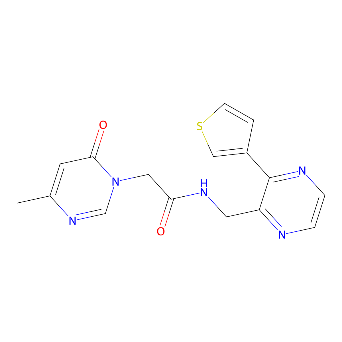 2-(4-methyl-6-oxopyrimidin-1(6H)-yl)-N-((3-(thiophen-3-yl)pyrazin-2-yl)methyl)acetamide molecular structure, CAS 2034498-13-8