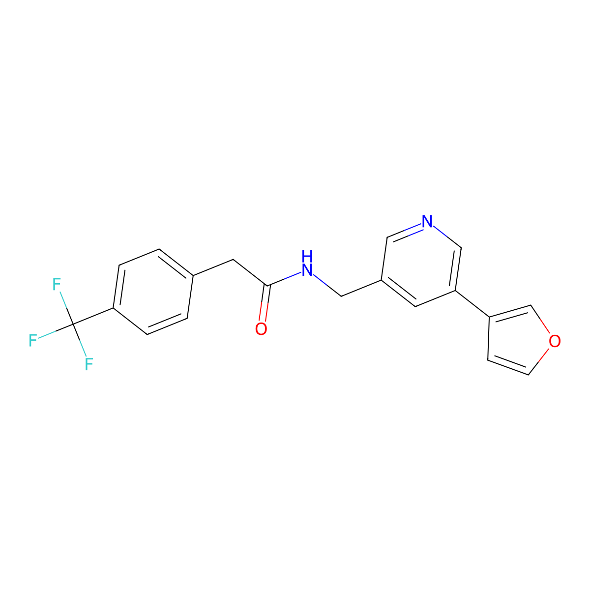 N-{[5-(furan-3-yl)pyridin-3-yl]methyl}-2-[4-(trifluoromethyl)phenyl]acetamide molecular structure, CAS 2034498-15-0