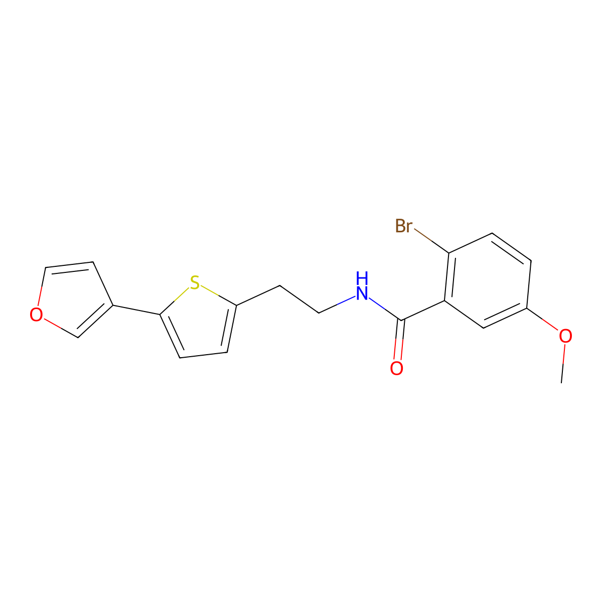 2-bromo-N-(2-(5-(furan-3-yl)thiophen-2-yl)ethyl)-5-methoxybenzamide molecular structure, CAS 2034498-18-3