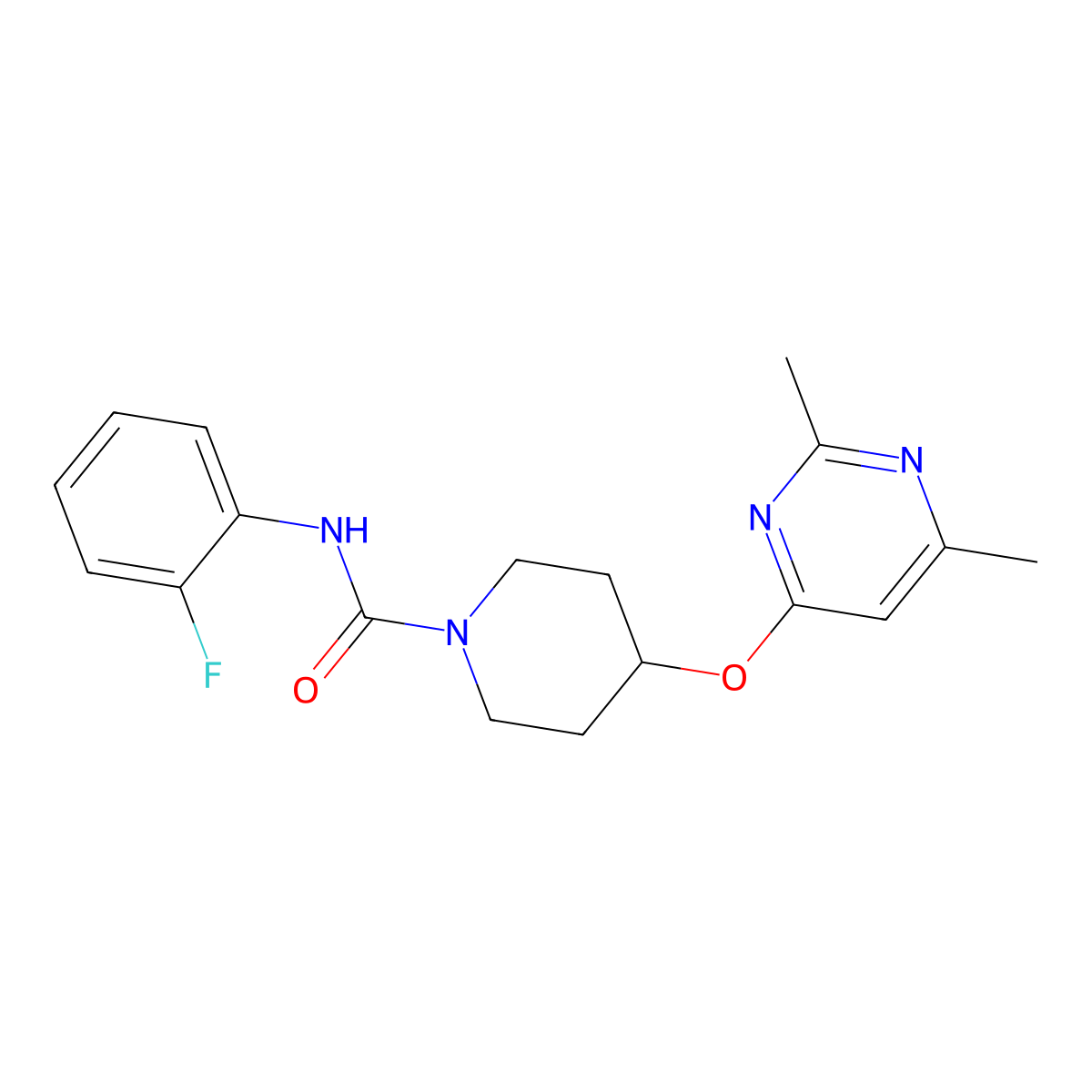 4-((2,6-dimethylpyrimidin-4-yl)oxy)-N-(2-fluorophenyl)piperidine-1-carboxamide molecular structure, CAS 2034498-19-4